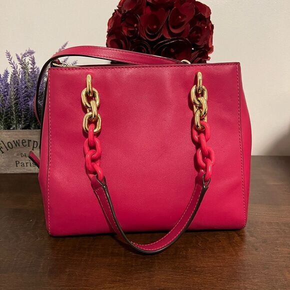 Michael Kors Pink Cynthia Leather Convertible Satchel - Picture 4 of 9